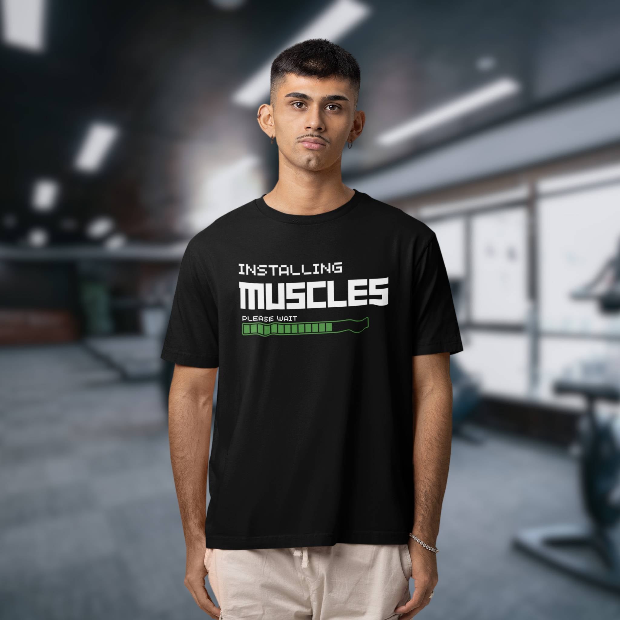 Installing Muscles Printed Gym T-shirt