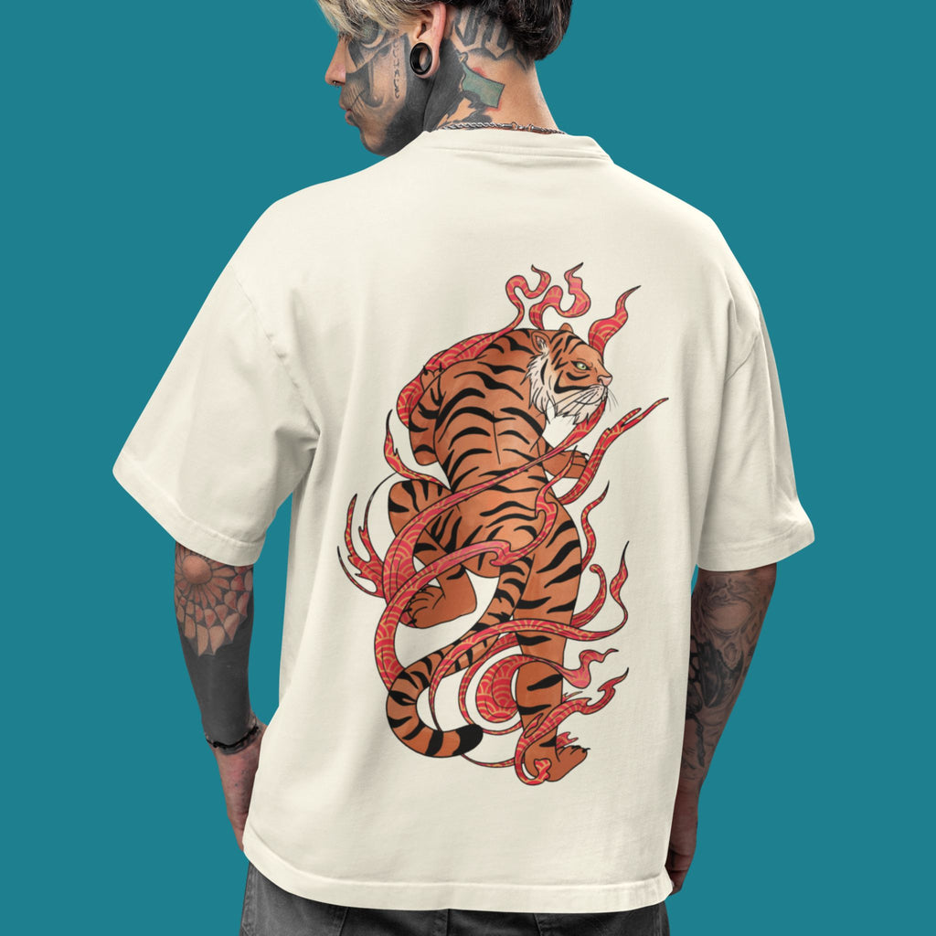 Unisex Tiger Printed Oversized Classic T-Shirt