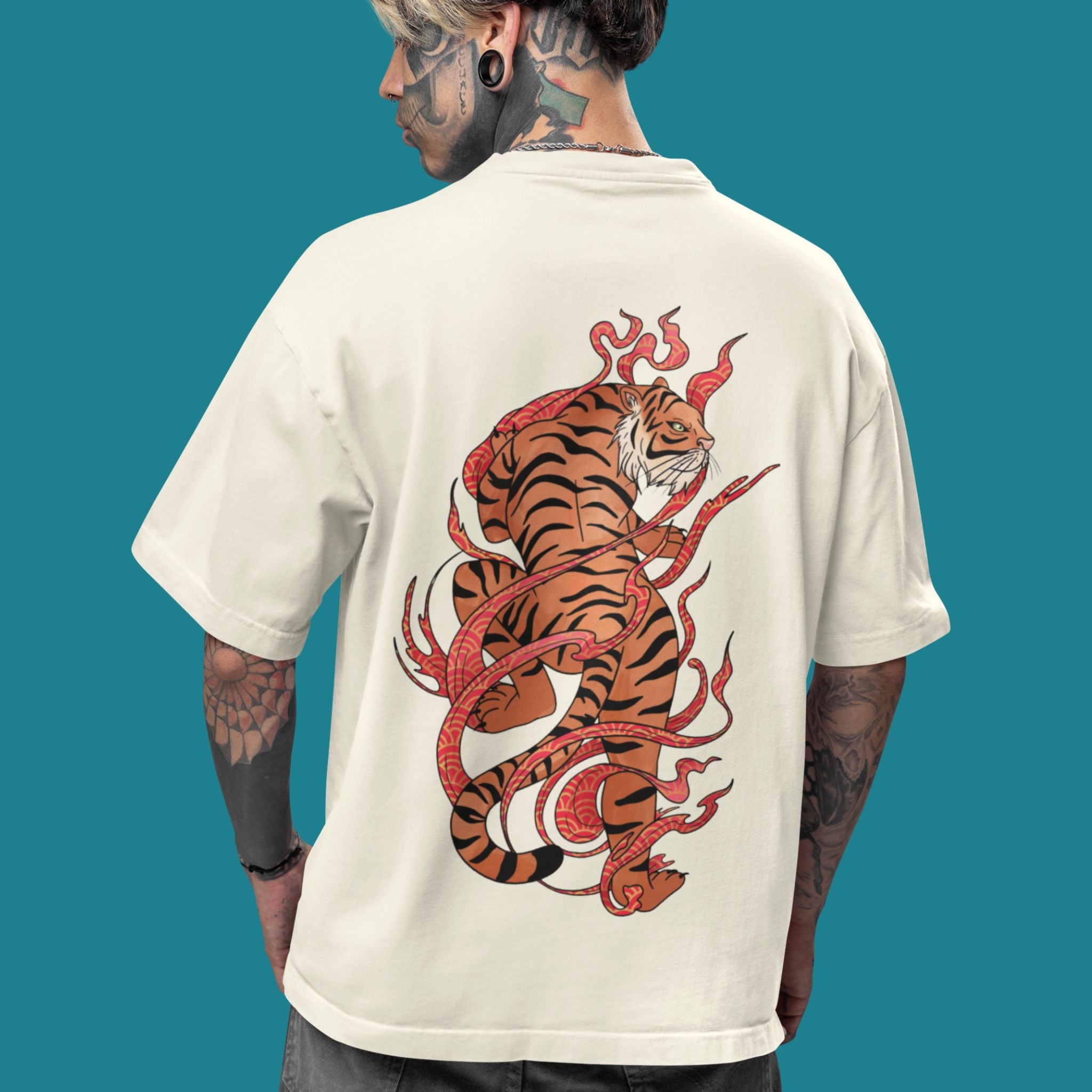 Unisex Tiger Printed Oversized Classic T-Shirt